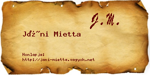 Jáni Mietta névjegykártya